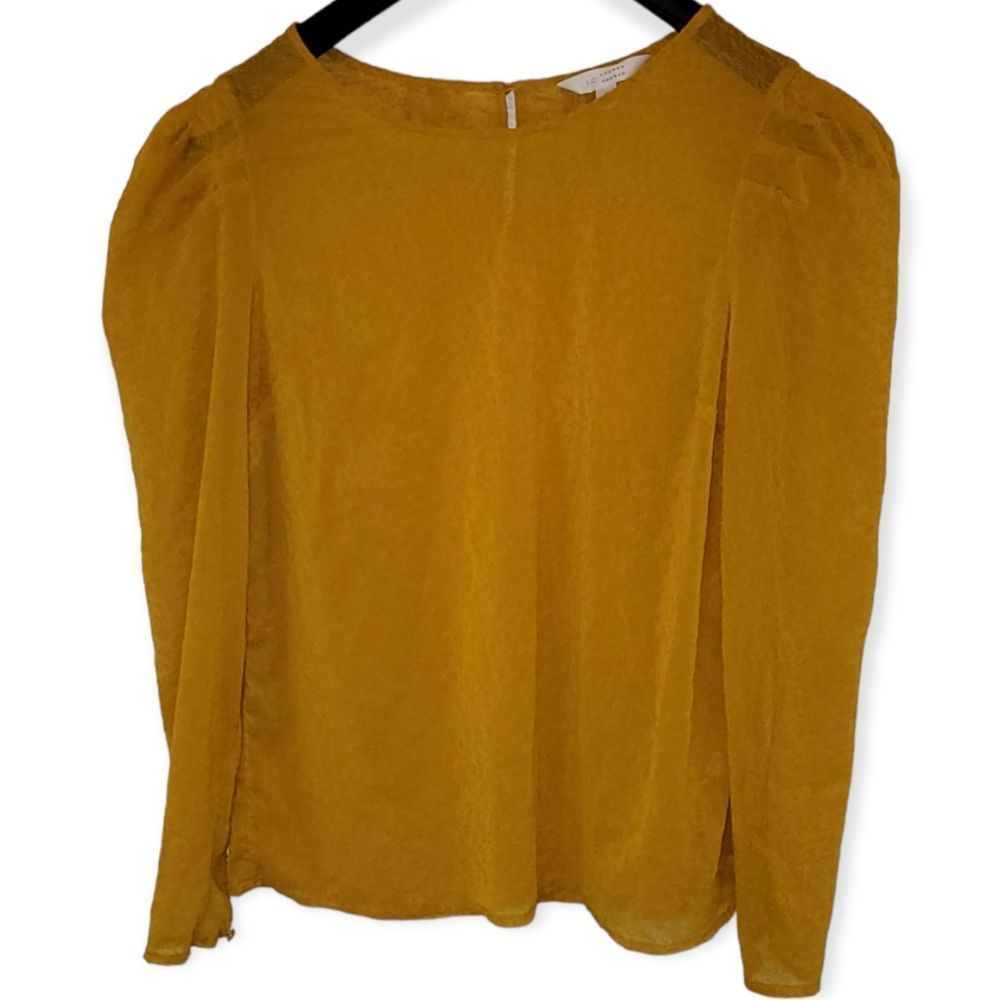 LC Lauren Conrad Orange Sheer Blouse Size Small